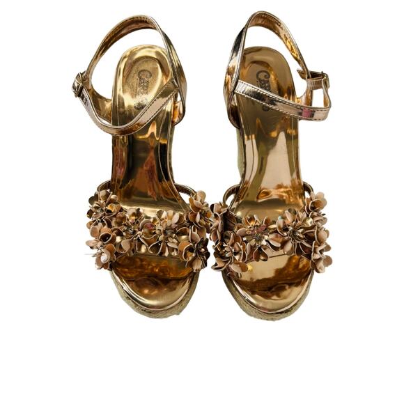 Carlos by Carlos Santana Rose Gold Metallic Platform Sandals Belinda - Picture 1 of 11